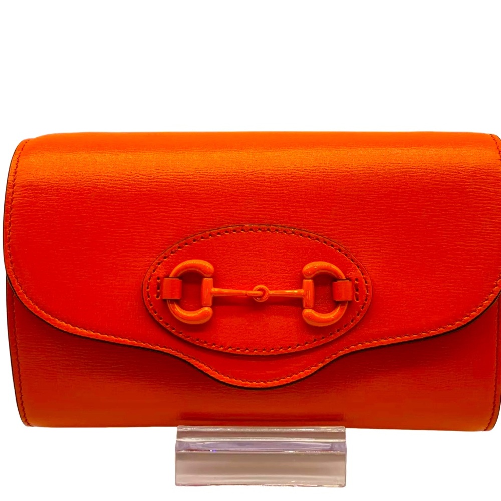 Gucci  NWT Horsebit 1955 Mini Leather Shoulder Bag Orange 724713